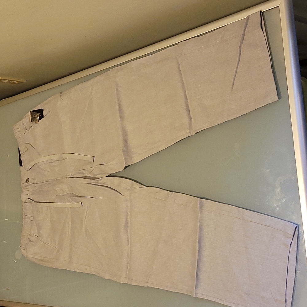 Tasso Elba "Island" Gray Linen Pants